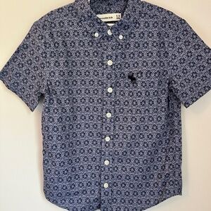 Abercrombie Kids Blue Linen Blend Button-Up Shirt Size 5/6 Short Sleeve